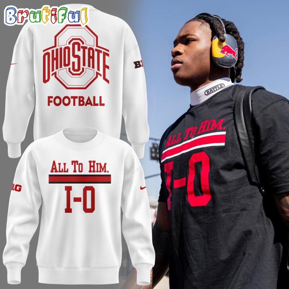 All to Him I-O Ohio State Buckeyes 2025 White Hoodie T-Shirt