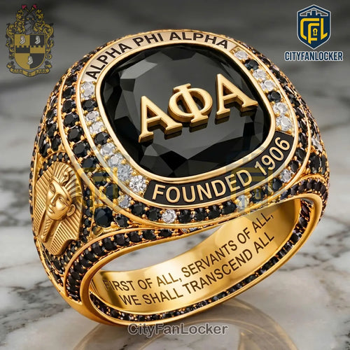 Alpha Phi Alpha Fraternity Gold Black Onyx Sphinx Ring