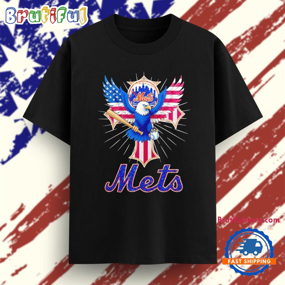 American Flag Bald Eagle New York Mets Logo T Shirt