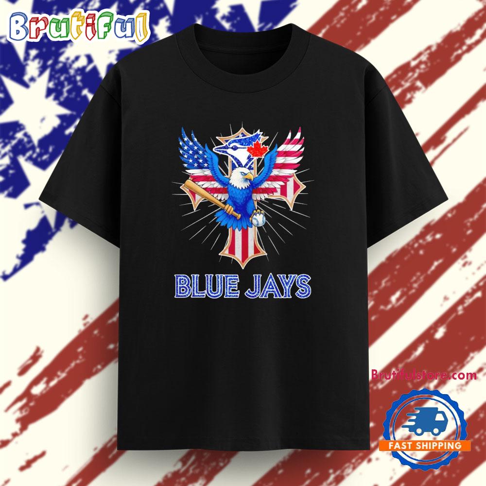 American Flag Bald Eagle Toronto Blue Jays Logo T Shirt
