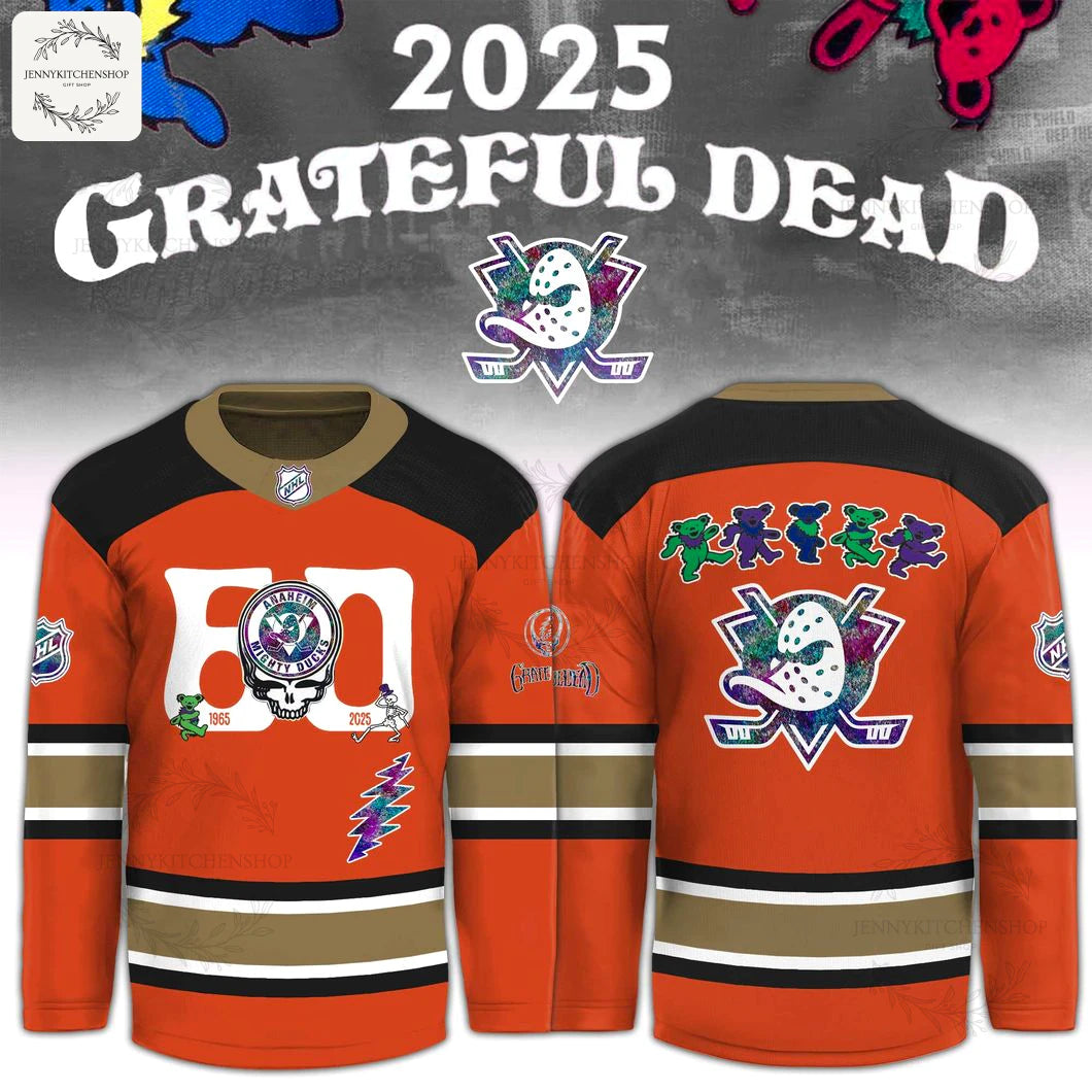 Anaheim Ducks Grateful Dead 60th 2025 Limited Hockey Jersey