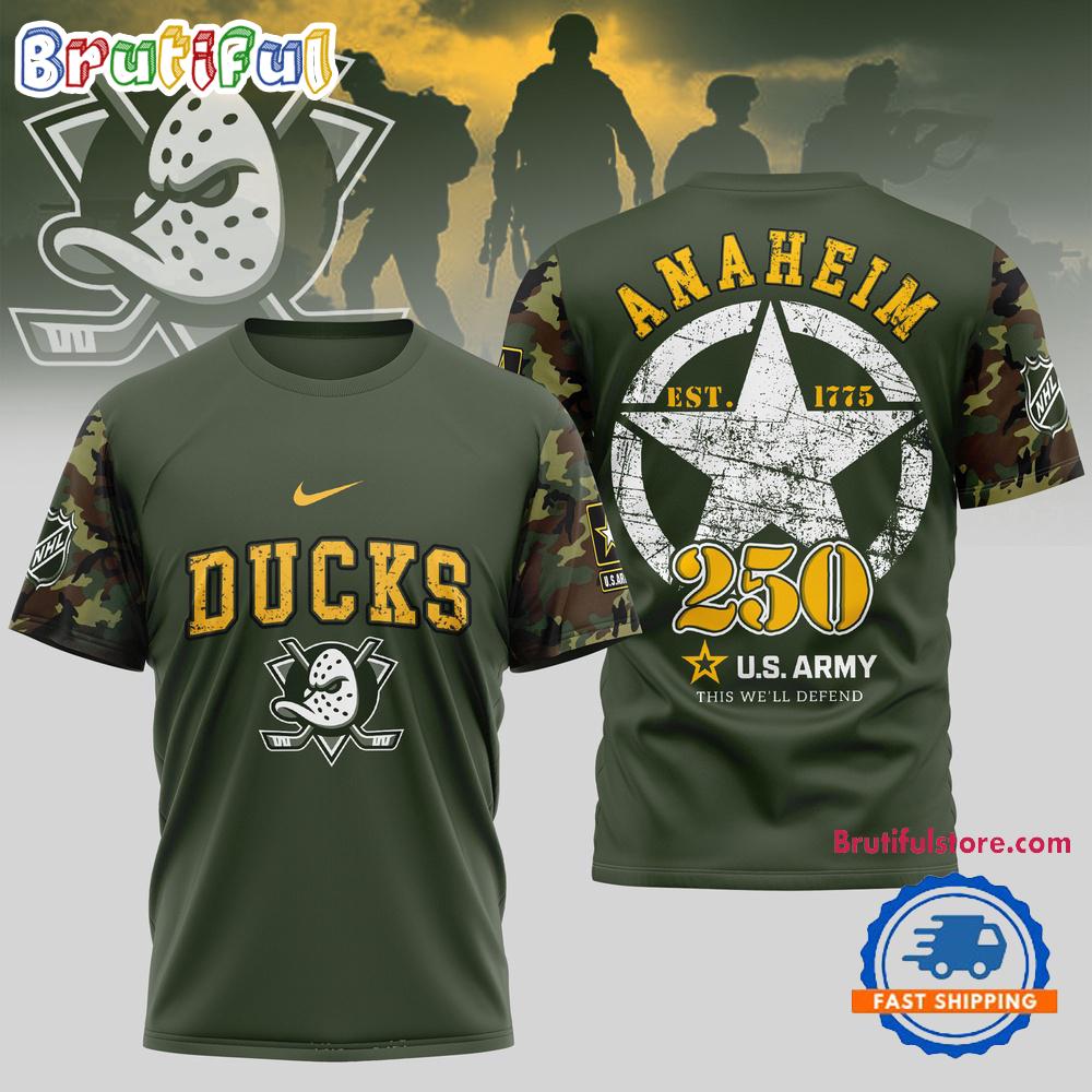 Anaheim Ducks NHL 250 Years US Army Limited 3D Shirt
