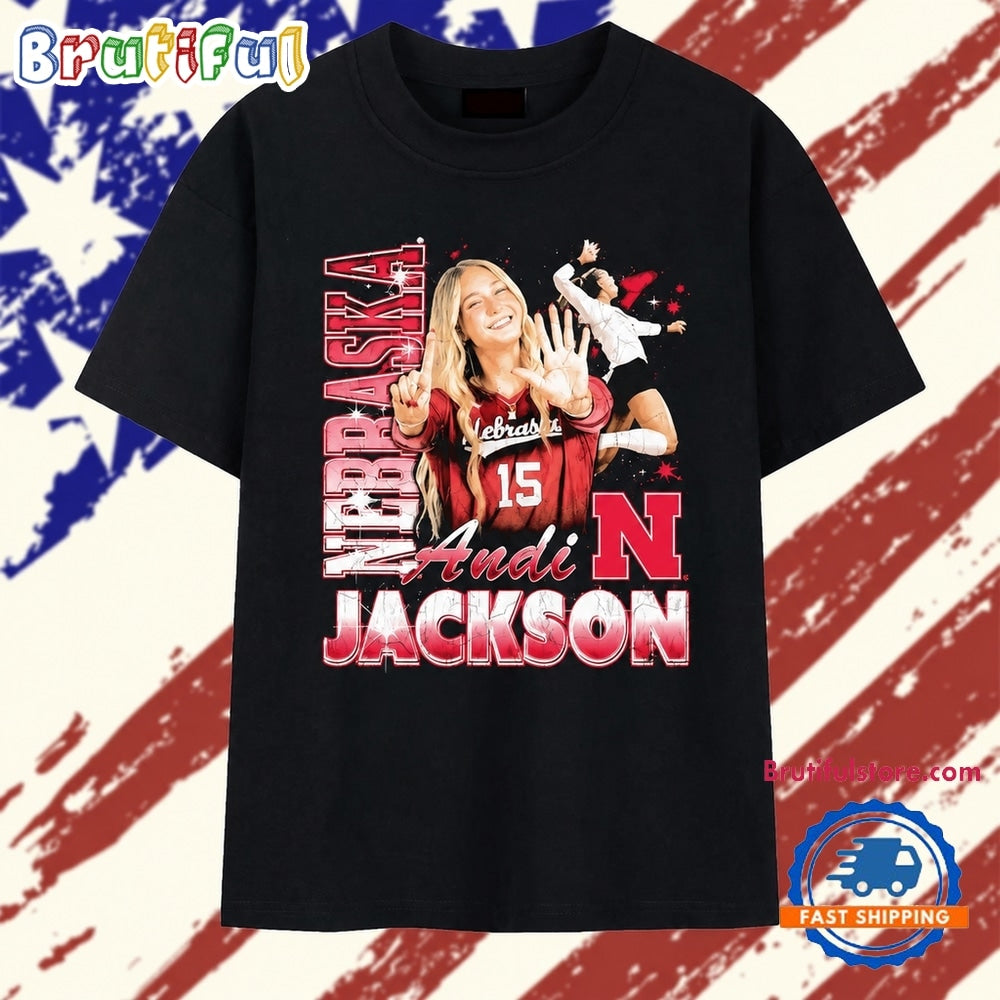 Andi Jackson Nebraska Cornhuskers Volleyball 15 Distressed T Shirt