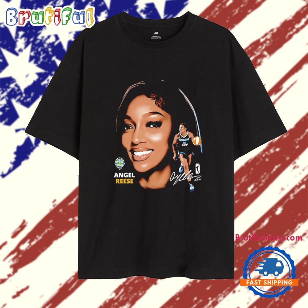 Angel Reese Chicago Sky Basketball Big Head Signature T Shirt
