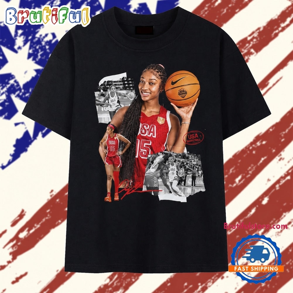 Angel Reese USA Basketball #15 Signature Photo Collage T Shirt