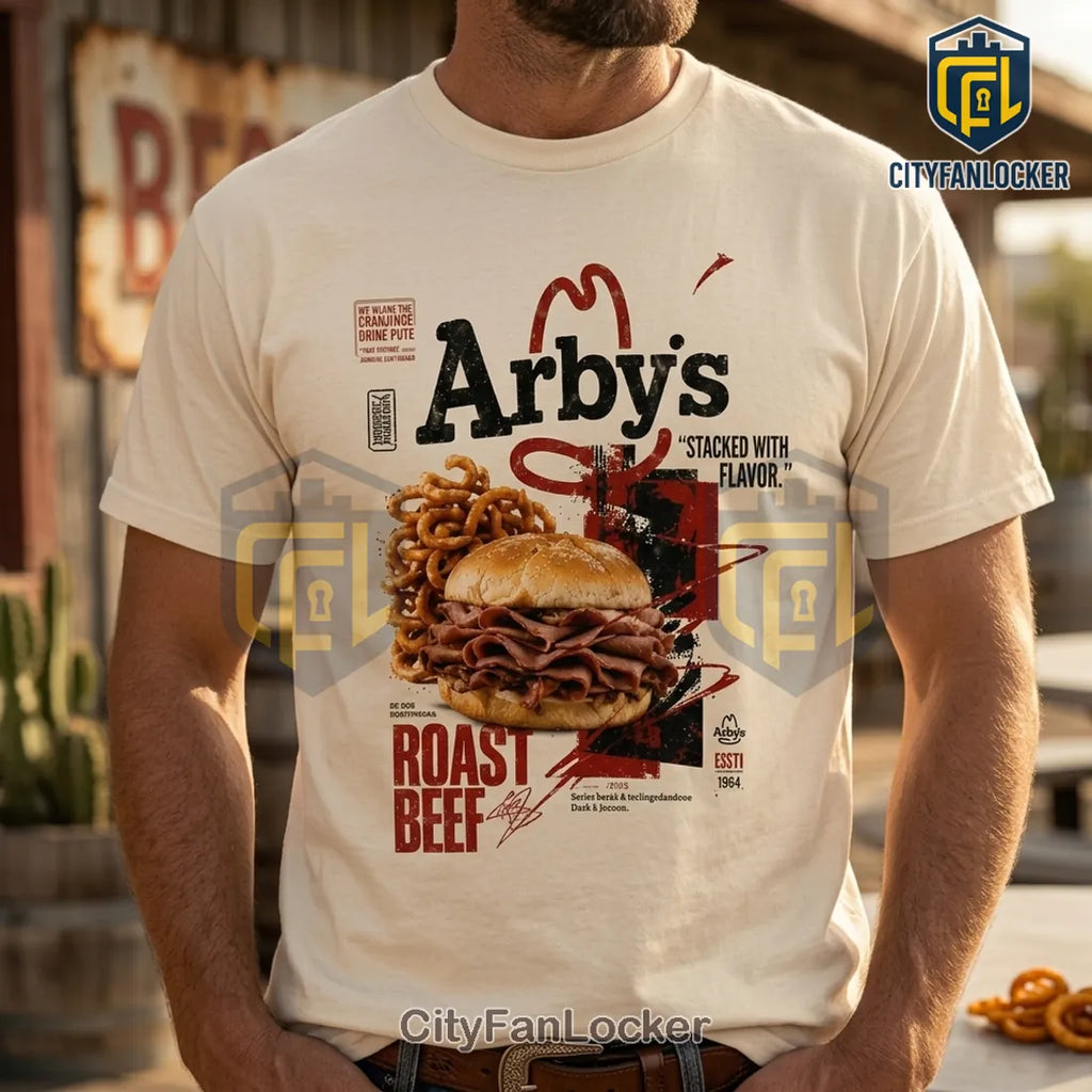 Arbys Stacked With Flavor Beige T-Shirt