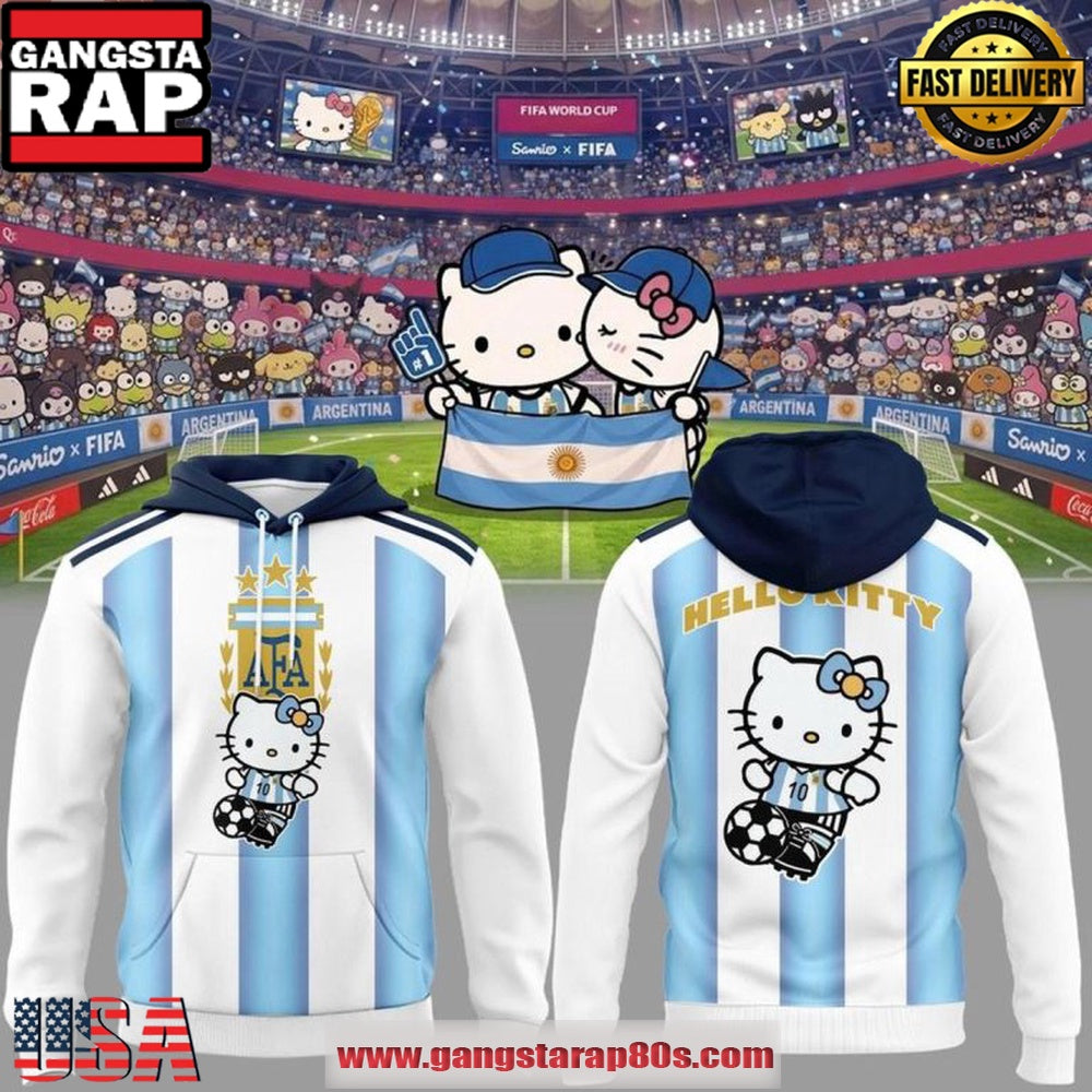 Argentina National Soccer FIFA World Cup 2026 Hello Kitty Collaboration Hoodie