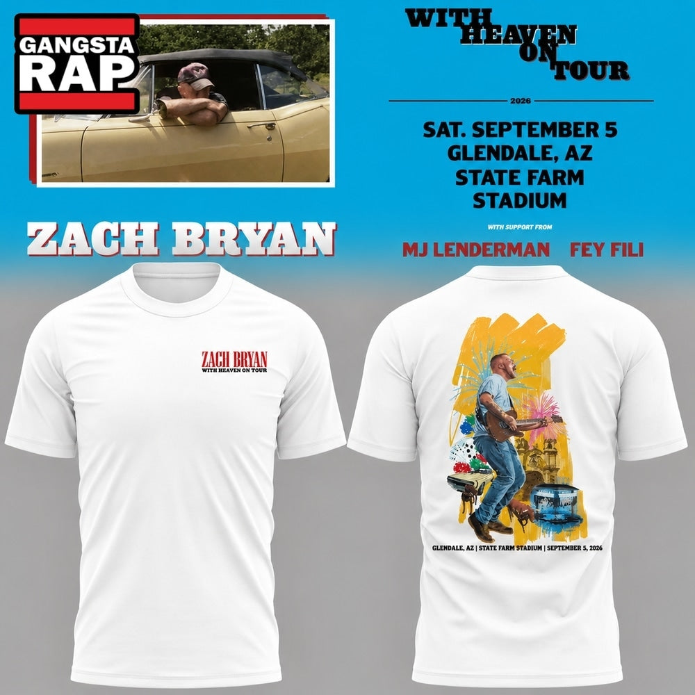 Arizona Cardinals x Zach Bryan WITH HEAVEN ON TOUR 2026 T Shirt