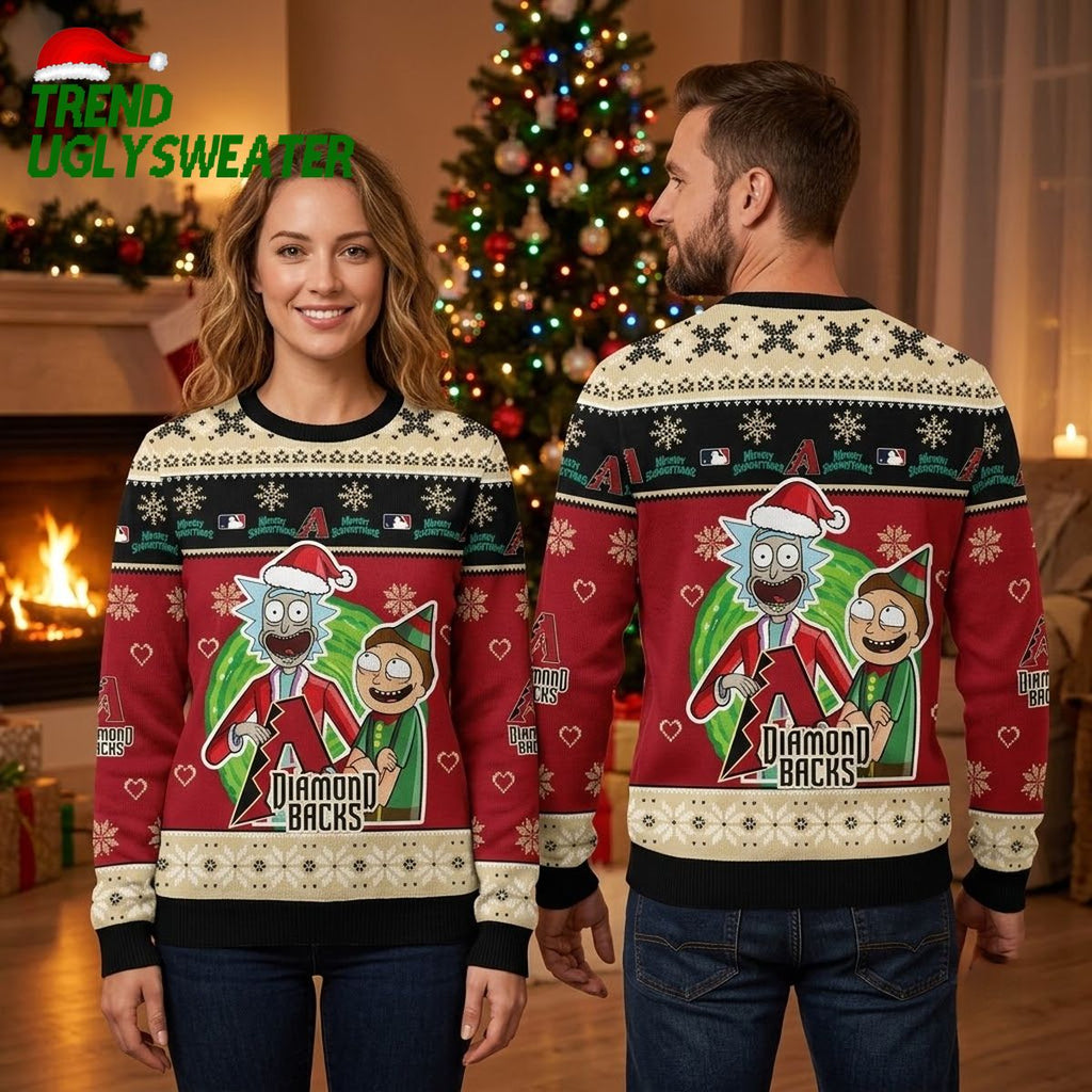Arizona Diamondbacks Rick And Morty Santa Hat Ugly Christmas Sweater