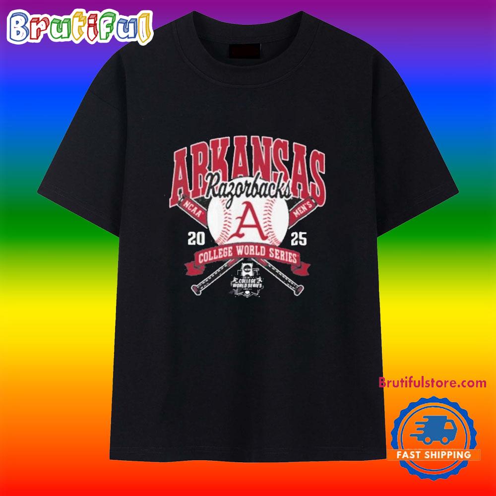 Arkansas Razorbacks College World Series 2025 Baseball Black T Shirt
