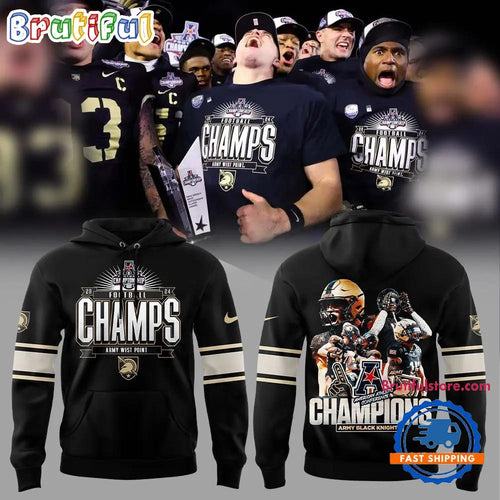 Army Black Knights 2024 AAC Conference Champions Team Graphics Hoodie T-Shirt