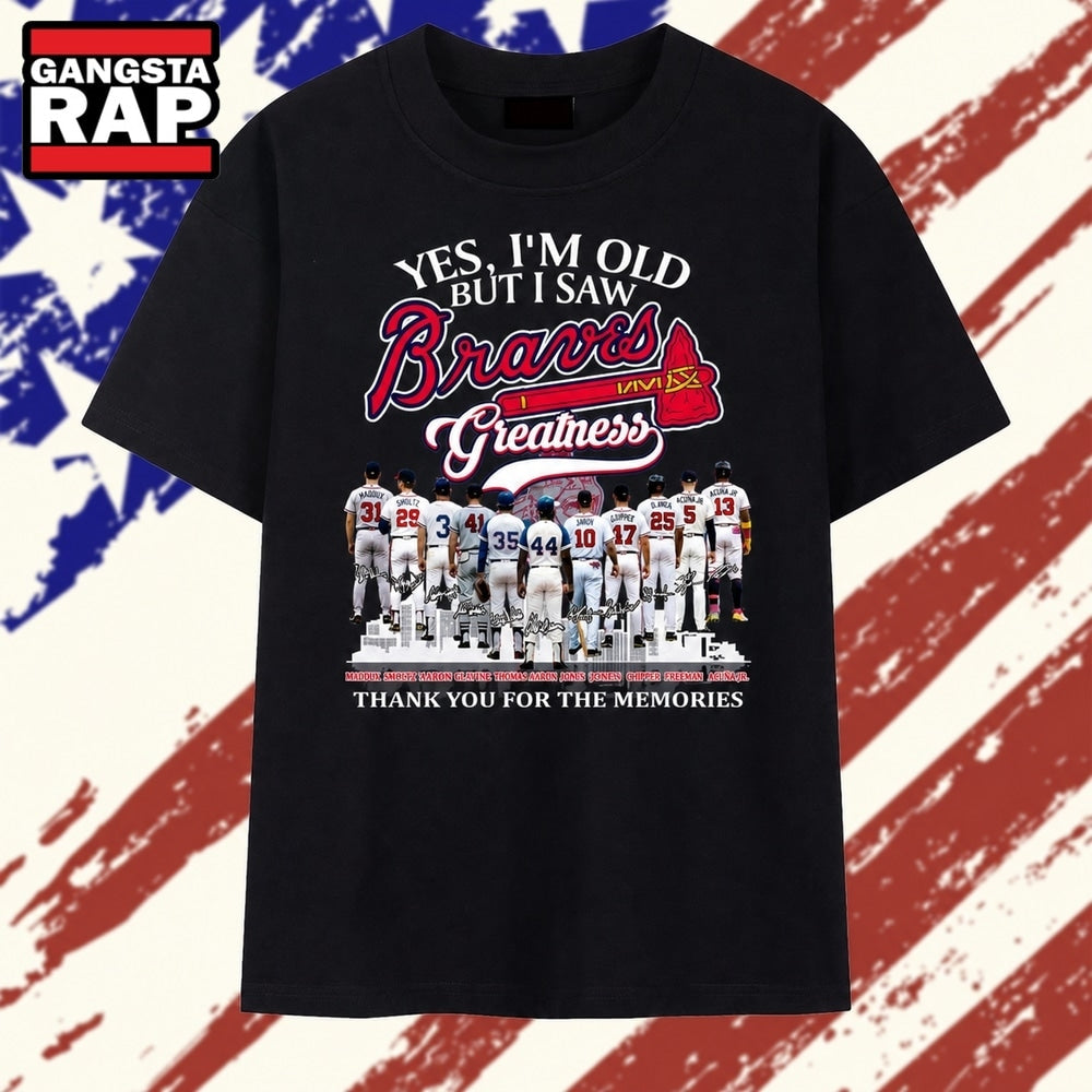 Atlanta Braves Greatness Legends Signatures Vintage Graphic T Shirt