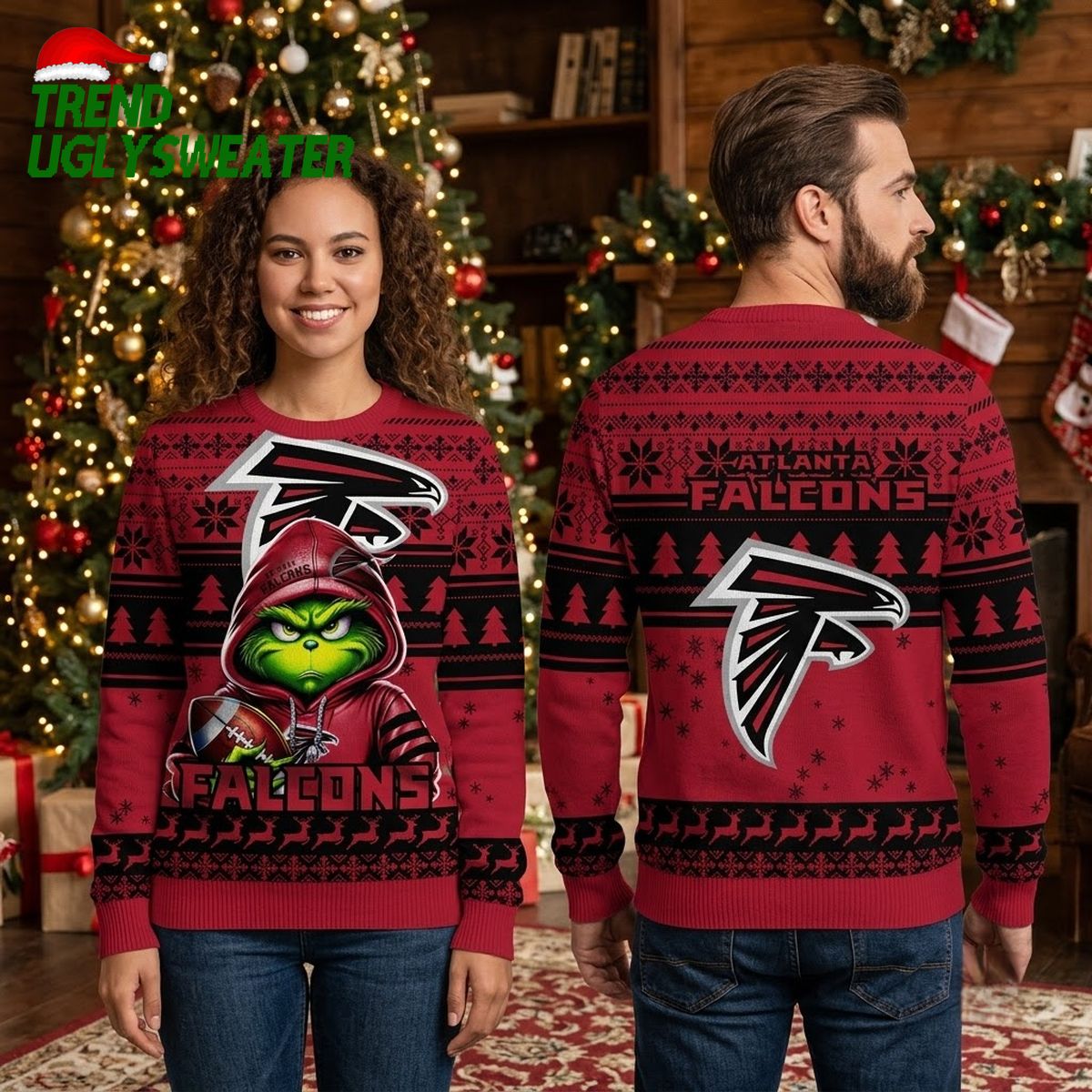 Atlanta Falcons Grinch Football Player Ugly Christmas Sweater