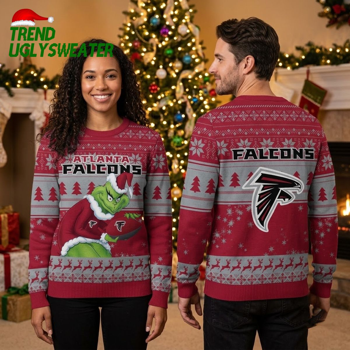 Atlanta Falcons Grinch Football Ugly Christmas Sweater