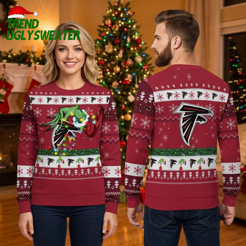 Atlanta Falcons Grinch Hand Football Ugly Christmas Sweater