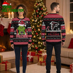 Atlanta Falcons Grinch Santa Hat , Game Day Gift Ugly Christmas Sweater