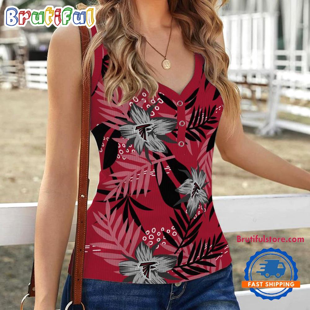 Atlanta Falcons Hibiscus Pattern Women’s V-Neck Ribbed Tank Top