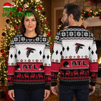 Atlanta Falcons Logo Snowflakes And Reindeer Ugly Christmas Sweater