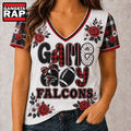 Atlanta Falcons NFL Football Flowers Team Pride V Neck T Shirt