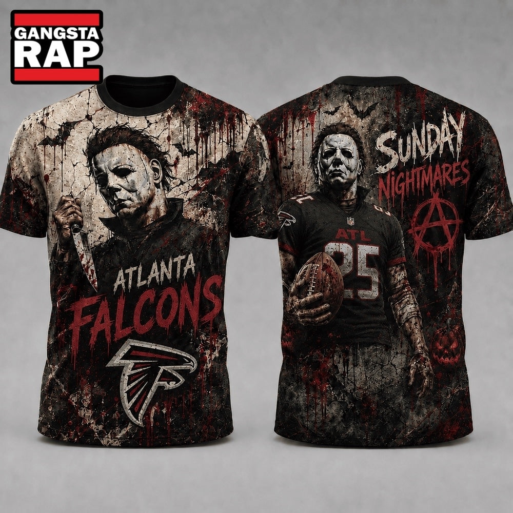 Atlanta Falcons NFL Michael Myers Sunday Nightmares Horror Halloween 3D T Shirt, Football New Design Shirt