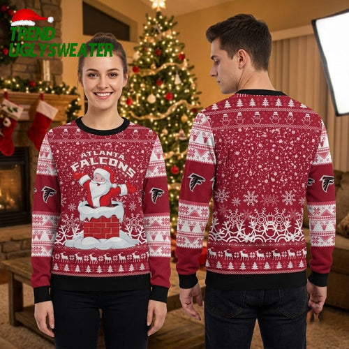 Atlanta Falcons Santa Claus Chimney Ugly Christmas Sweater