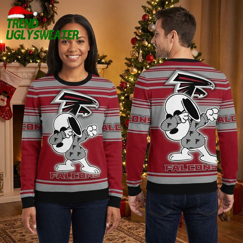 Atlanta Falcons Snoopy Dabbing Ugly Christmas Sweater