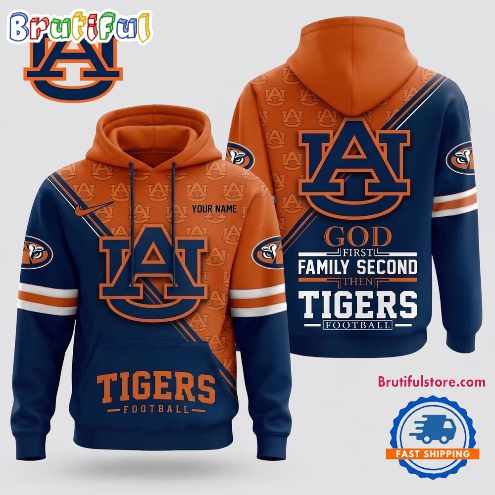 Auburn Tigers 2026 NCAA Personalized Faith Family Football Hoodie
