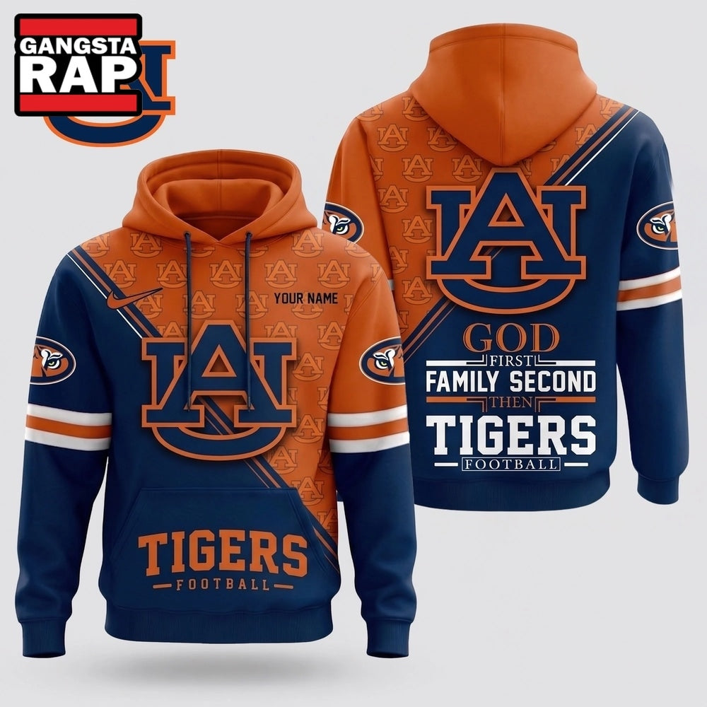 Auburn Tigers 2026 NCAA Personalized Faith Family Football Hoodie