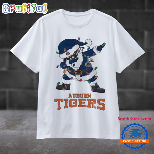 Auburn Tigers Dabbing Santa Claus Ugly Christmas Light T Shirt