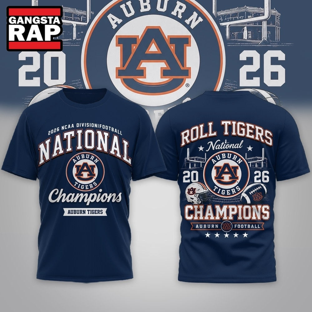 Auburn Tigers NCAA Road to Glory 2026 Football Champions 3D Shirt Hoodie T-Shirt