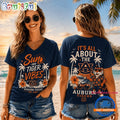 Auburn Tigers NCAA Sunset and Beach Vibes V neck T Shirt