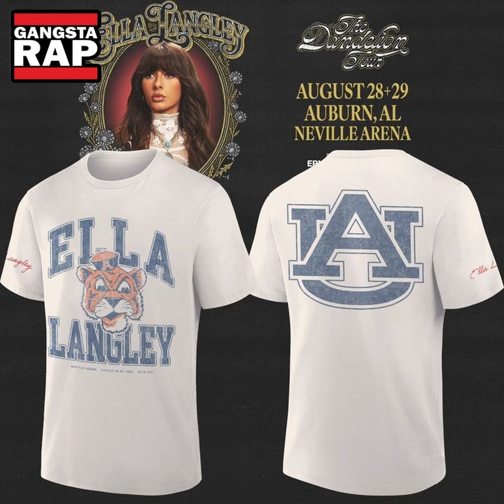 Auburn Tigers x Ella Langley The Dandelion Tour 2026 Neville Arena White 3D Shirt