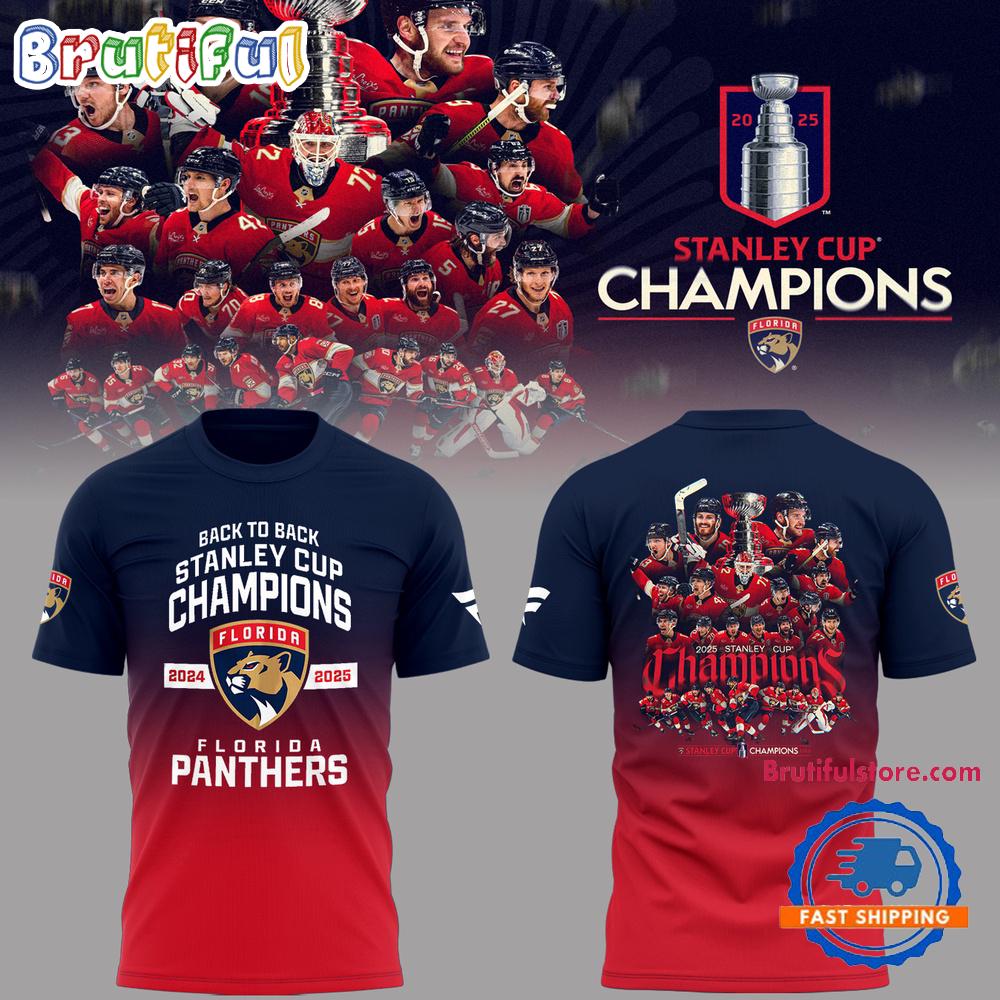 Back 2 Back Florida Panthers 2025 Stanley Cup Champions All Team Design 3D Shirt
