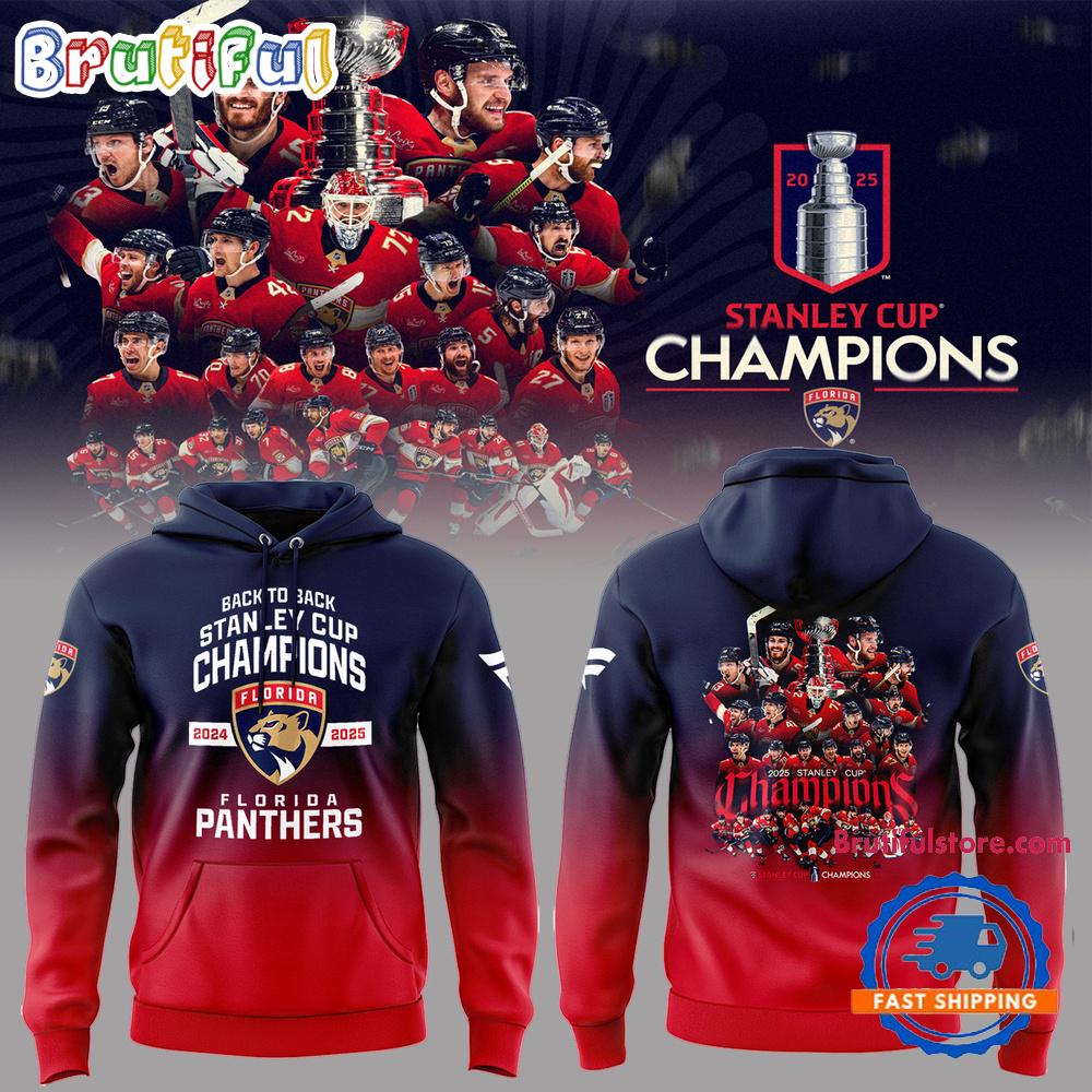 Back 2 Back Florida Panthers 2025 Stanley Cup Champions All Team Design Hoodie Shirt