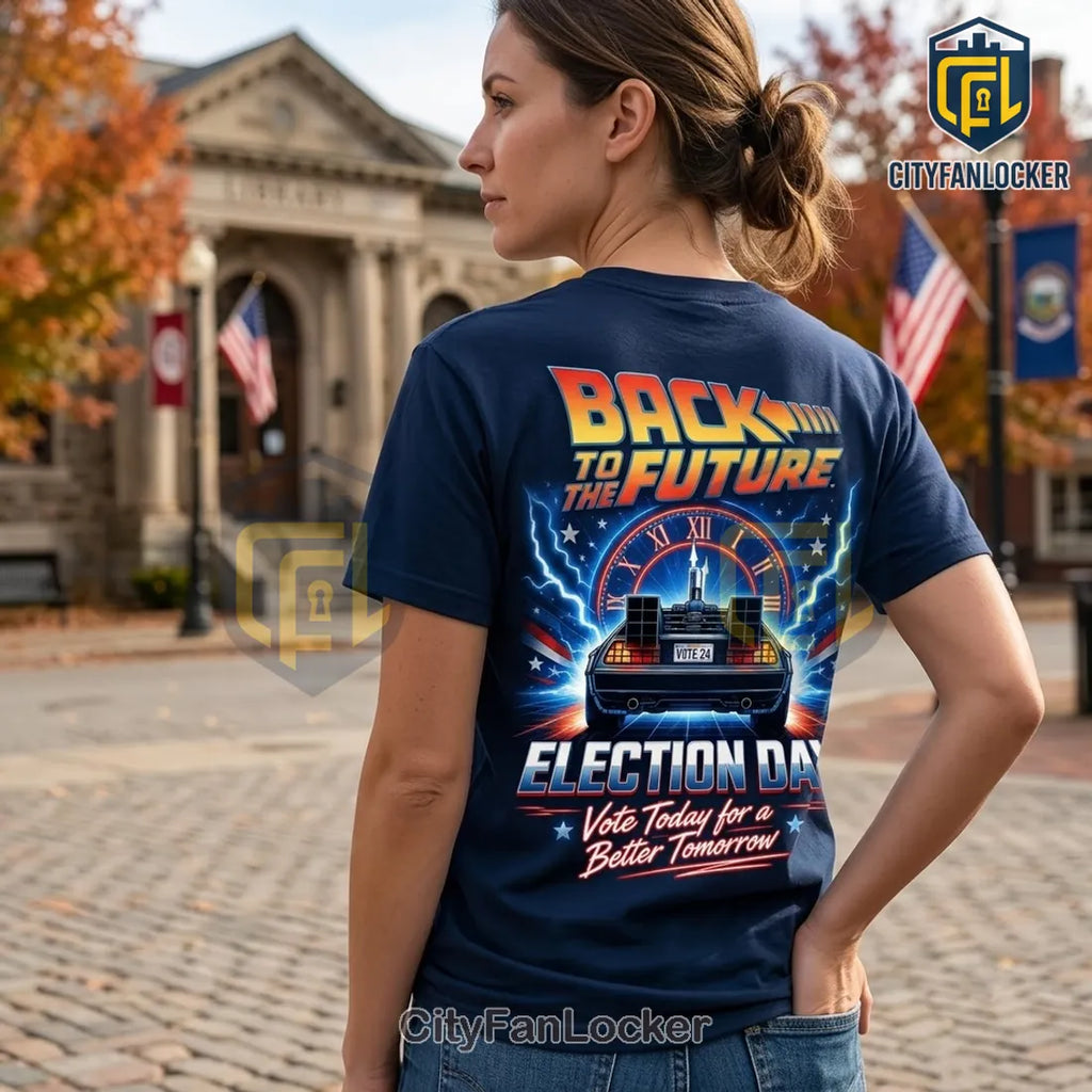 Back to the Future Election Day Navy Blue T-Shirt