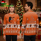 Baltimore Orioles Bird Mascot Snowflake Pattern Ugly Christmas Sweater