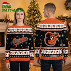 Baltimore Orioles Logo Snowflake Ugly Christmas Sweater