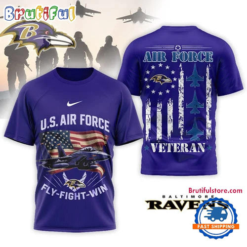 Baltimore Ravens 2026 NFL Air Force Veteran Special New 3D Shirt