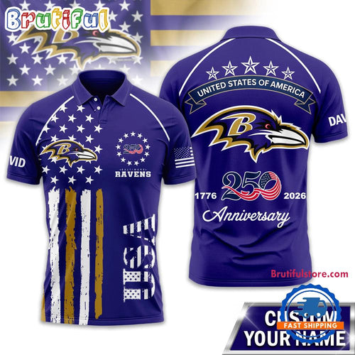 Baltimore Ravens 2026 NFL American Semiquincentennial 250th Anniversary Polo Shirt