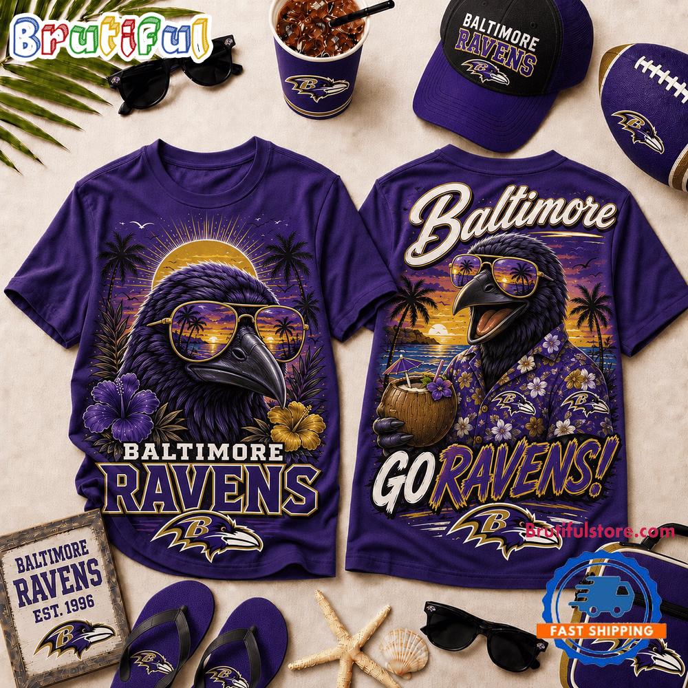 Baltimore Ravens 2026 NFL Summer Tropical New Design 3D Shirt