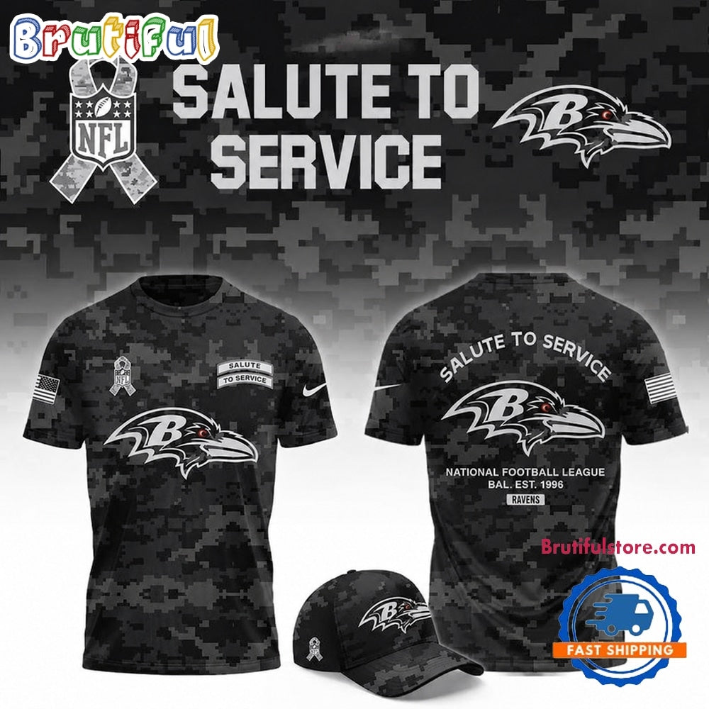 Baltimore Ravens 2026 Salute To Service Limited Camo 3D Shirt