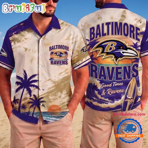 Baltimore Ravens NFL Beach Vibes Team Summer Hawaiian Shirt