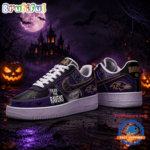 Baltimore Ravens NFL Fear The Team Halloween Air Force 1 Shoes Sneakers