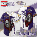 Baltimore Ravens NFL Game Day Grateful Dead Baseball Jersey Shirt