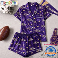 Baltimore Ravens NFL Logo Team Love Satin Short Sleeve Pajamas Set
