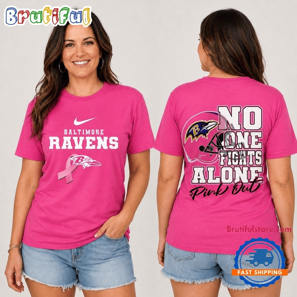 Baltimore Ravens NFL No One Fight Alone Pink Out T Shirt