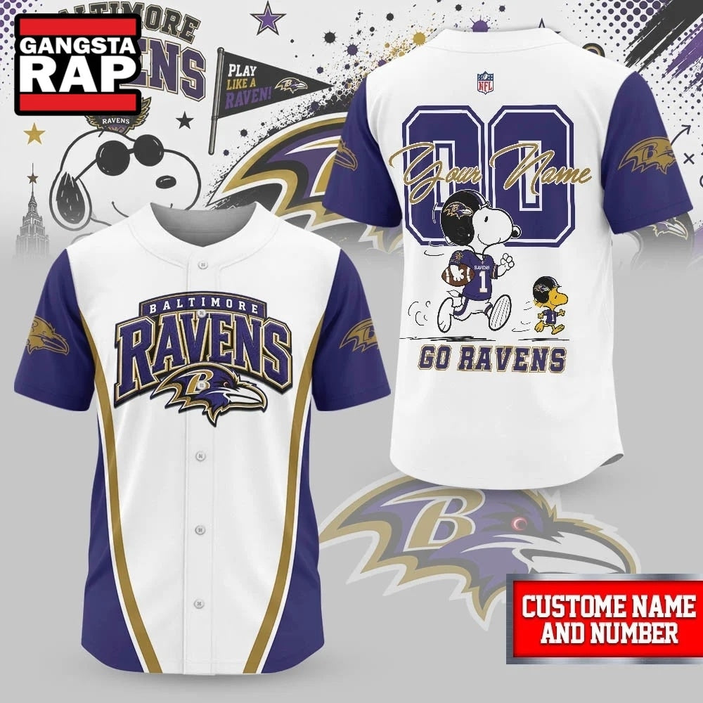 Baltimore Ravens NFL Snoopy Ultimate Game Day Personalized Jersey Shirt
