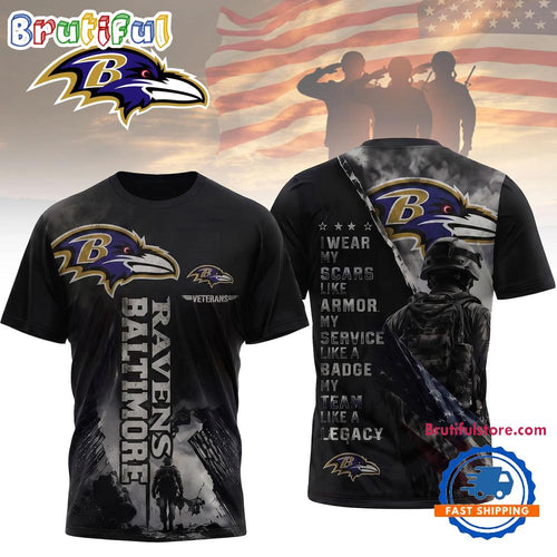 Baltimore Ravens NFL Veterans Legacy Team New Design 3D Shirt