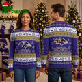 Baltimore Ravens Reindeer Snowflake Pattern Ugly Christmas Sweater