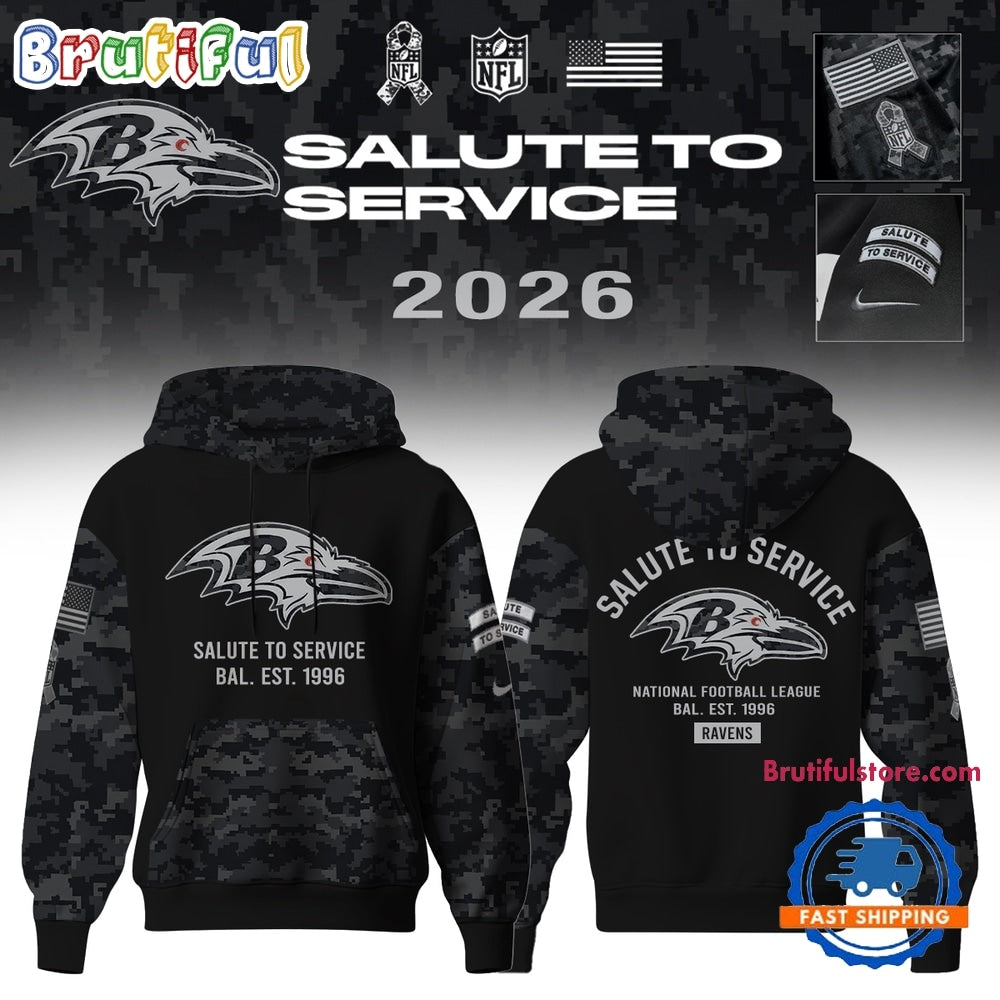 Baltimore Ravens Salute to Service Camo 2026 Black Hoodie